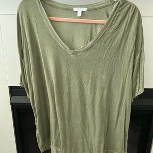 Olive Green distressed v neck